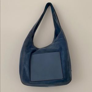 blue suede michael kors purse